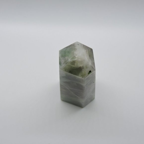 Fluorite - Icy Green / Purple - Natural Crystal - 6 Sided 6.5" Tower - Picture 6 of 8
